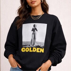 Harry Styles GOLDEN Spell Out Crewneck Sweatshirt Size M Black One Direction